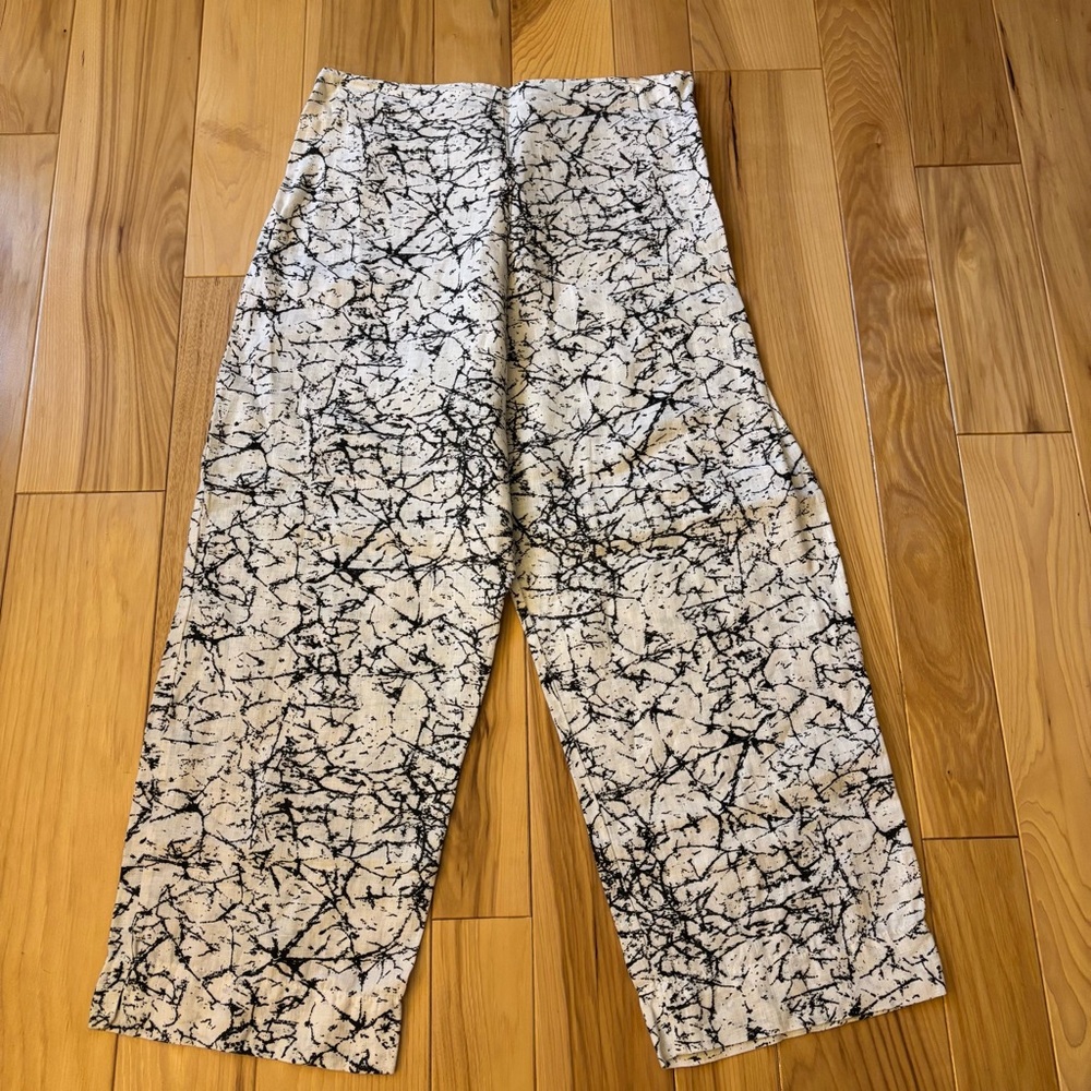 Bryn Walker Linen White Black Patterned Pull On L… - image 1